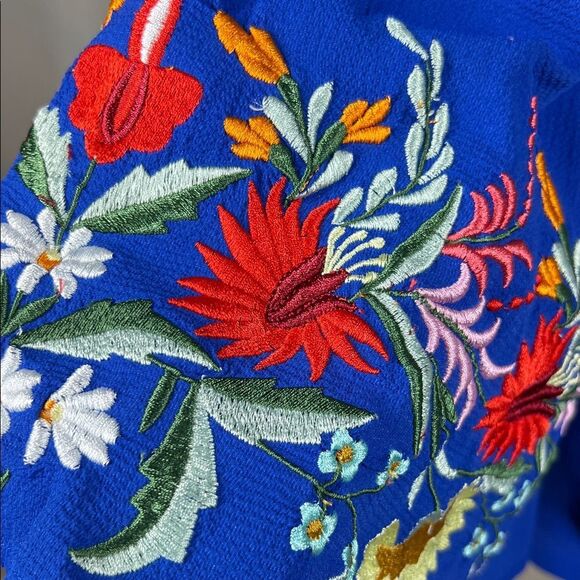 Judith March Royal Blue Dress with Floral Embroidery - Picture 4 of 6